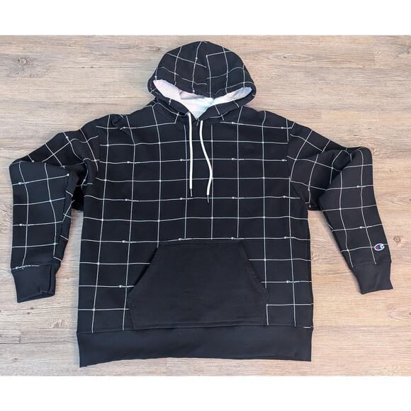 BACK TO SCHOOL Mint Condition Black & White CHAMPION Hoodie Sweatshirt LARGE - Picture 2 of 4